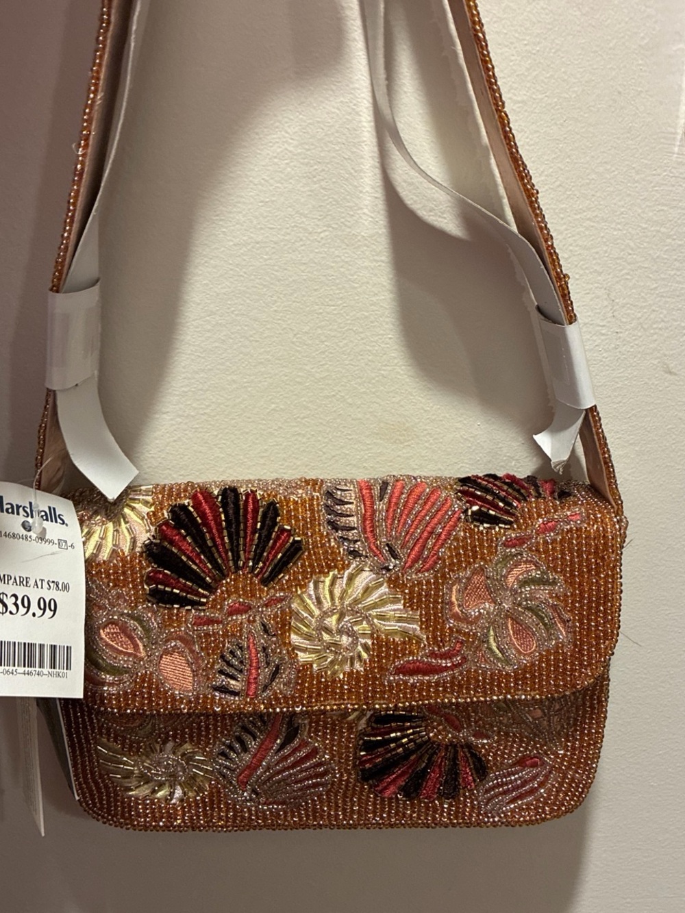 From India to You Beaded Floral Evening Shoulder Bag - Orange